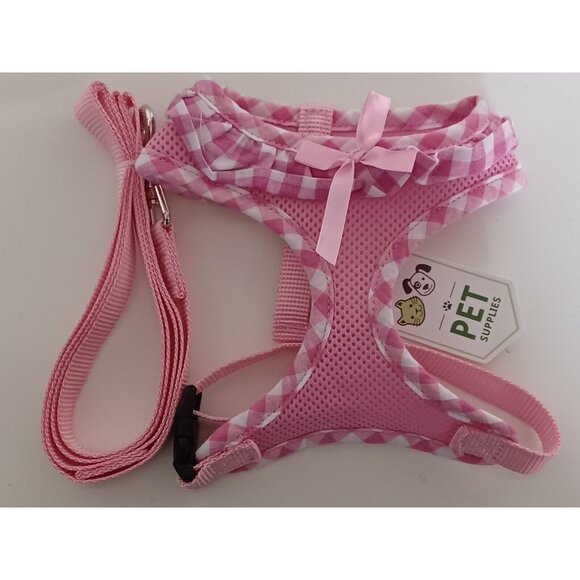 Expawlorer Pink Cat Mesh Harness With Bow & Leash, Size Small - Picture 1 of 12